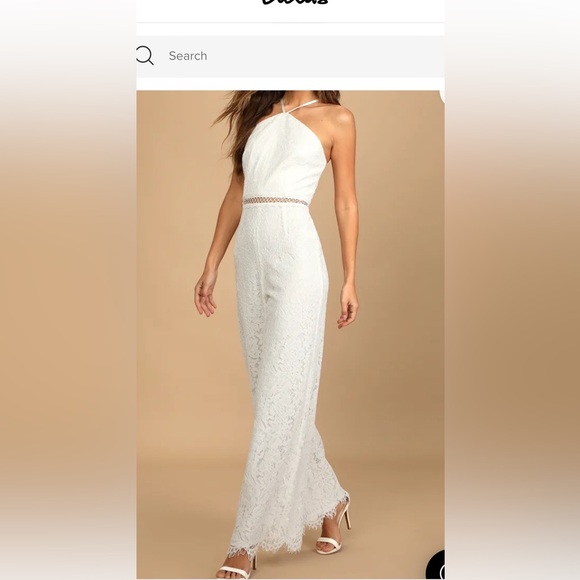 Lulus Pants - Lulu's White Lace Jumpsuit Sleeveless